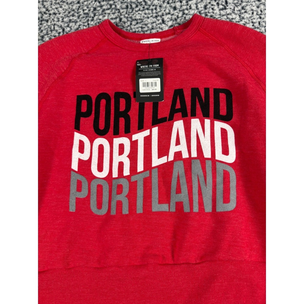 WHERE IM FROM Portland Cropped Red Sweatshirt Women's Size L Long Sleeve NWT‎ - Picture 2 of 6